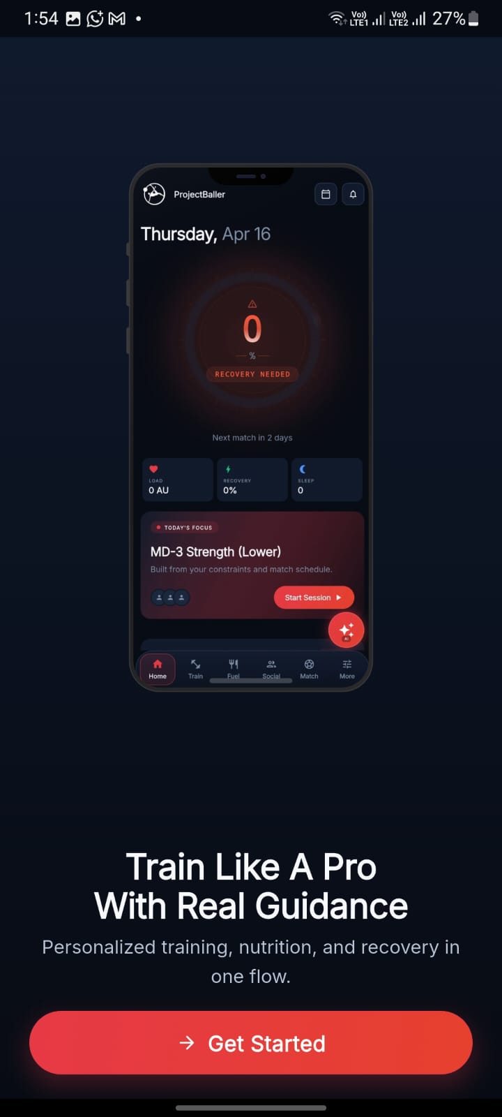 Baller Pro app screen
