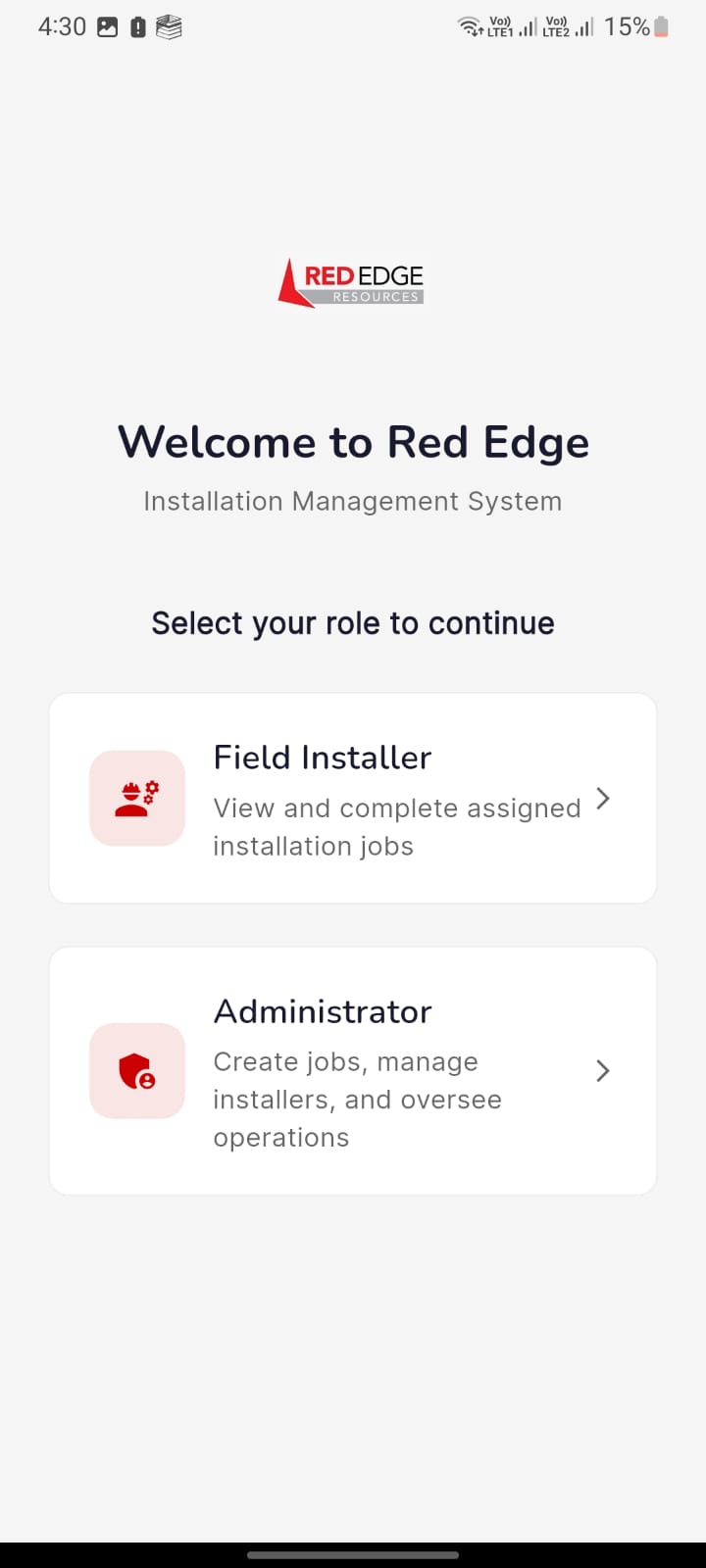 RedEdge app screen